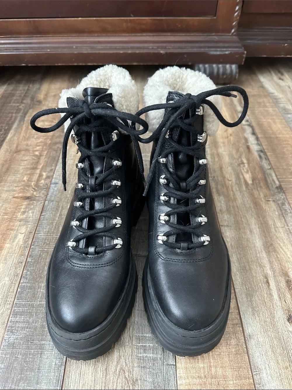 Marc Fisher Furry Black Boots